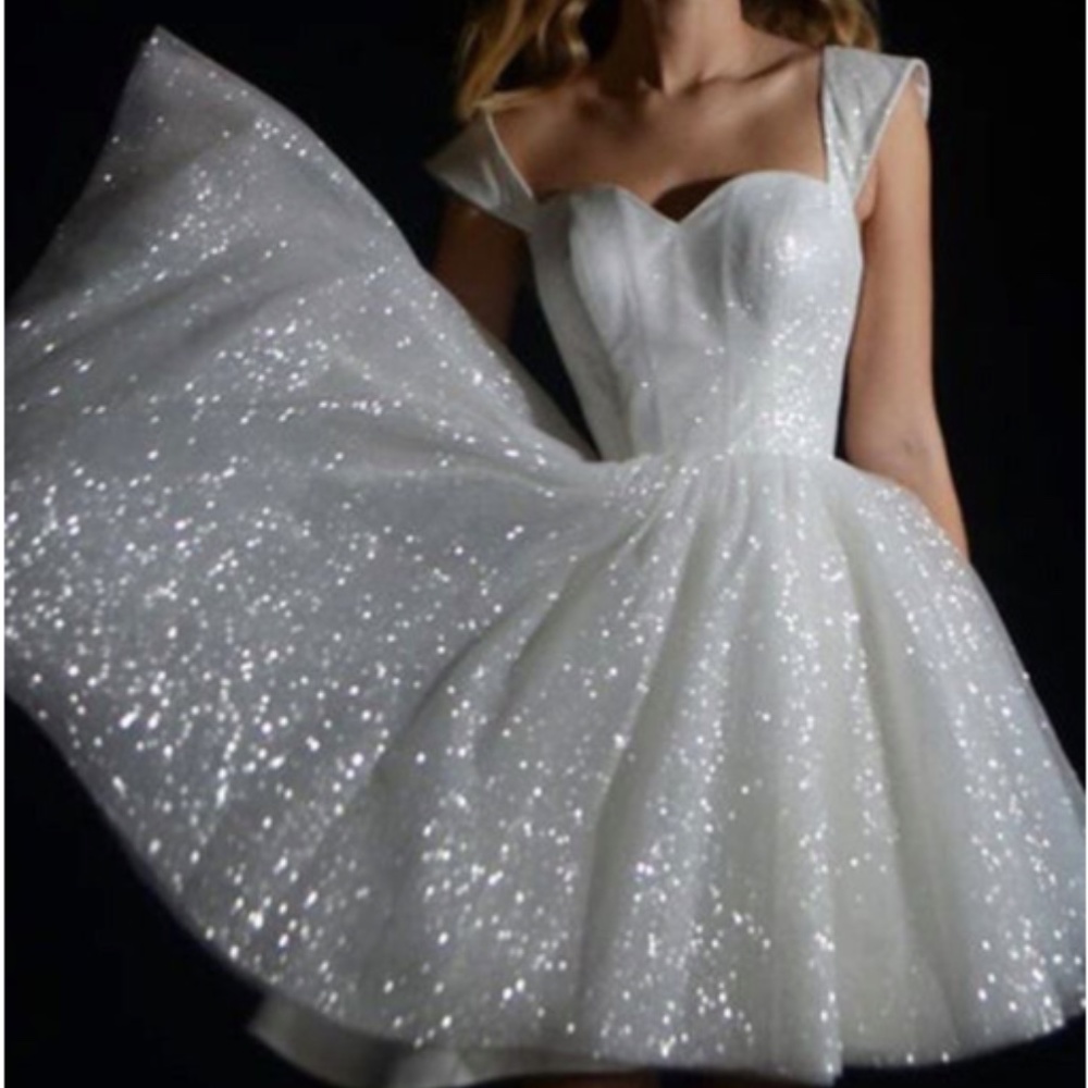 White Sequins Homecoming/Formal Short Dress